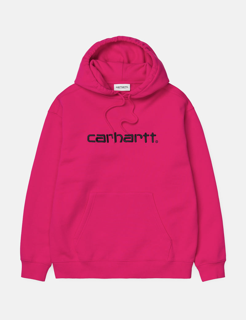 Womens Carhartt-WIP Hooded Sweatshirt - Ruby Pink/Black