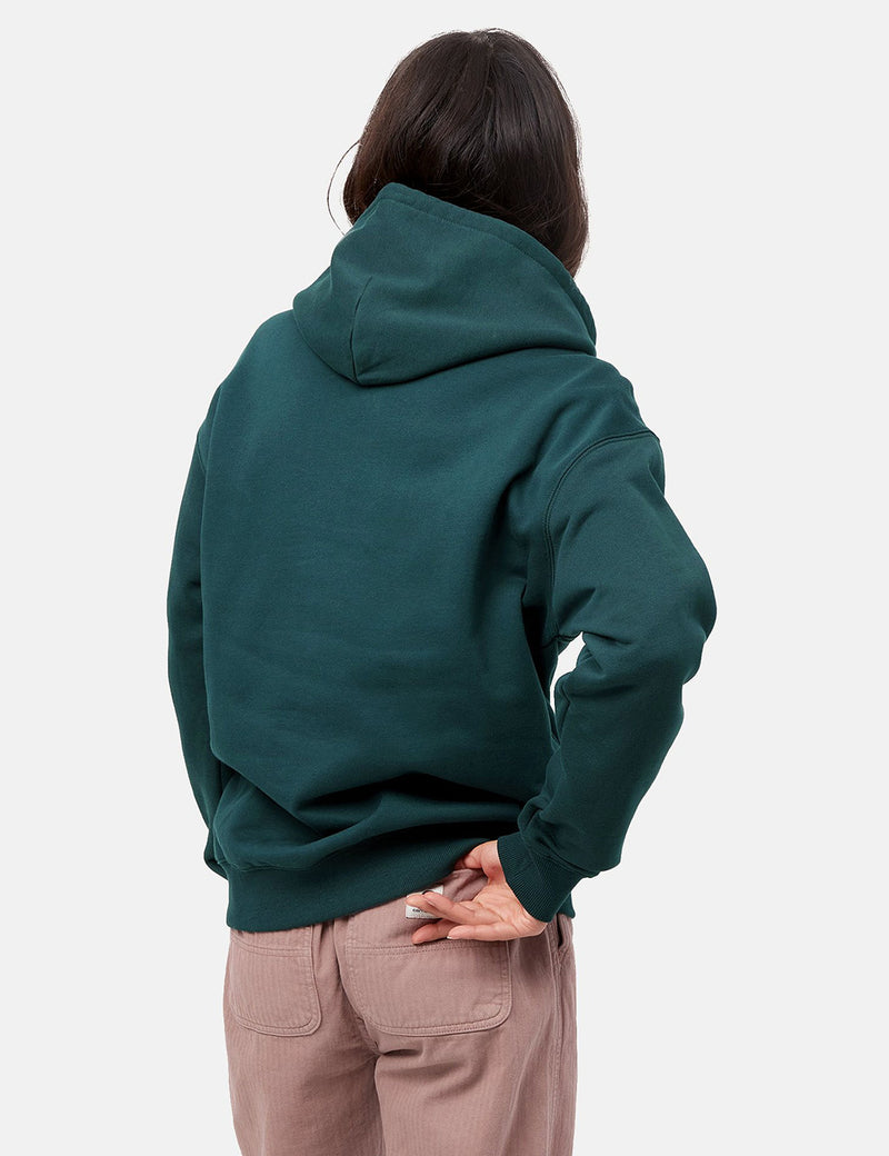 Womens Carhartt-WIP Hooded Carhartt Sweatshirt - Frasier/Eucalyptus Green