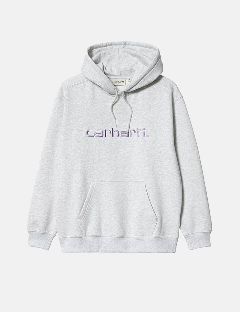 レディースCarhartt-WIPフード付きスウェットシャツ-アッシュヘザー/ソフトラベンダー