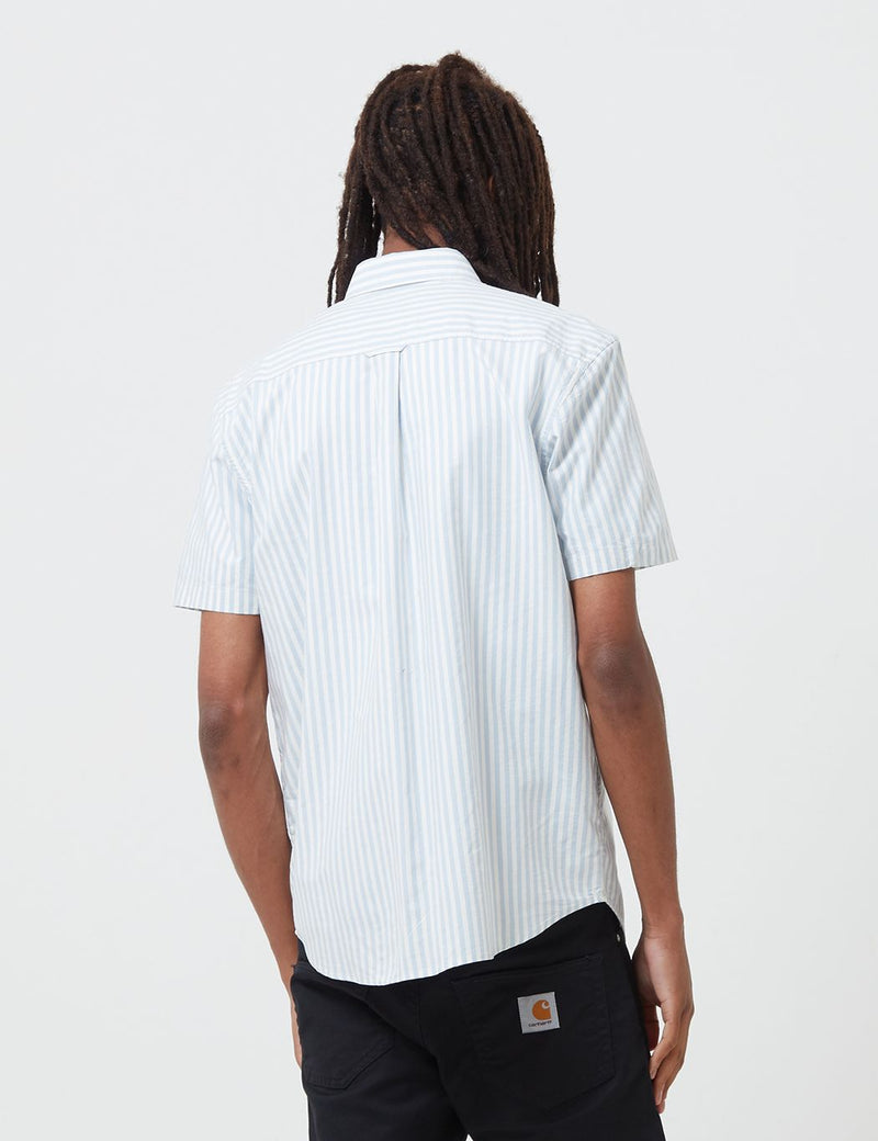 Carhartt-WIP Simon Shirt Short Sleeve (Stripe) - Bleach Blue