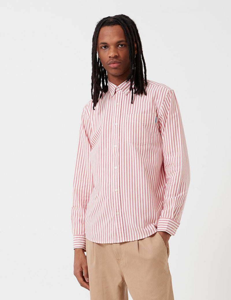 Carhartt-WIP Simon Shirt (Stripe) - Etna Red