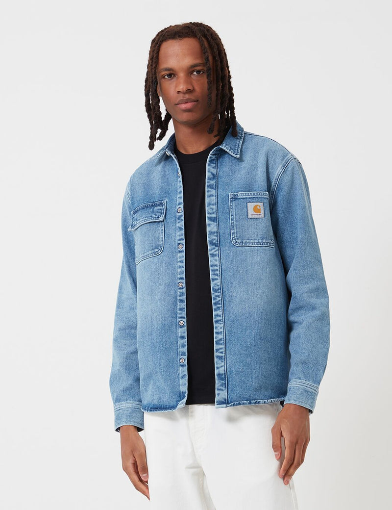 Carhartt-WIP Salinac Shirt Jacket (Denim)-Blue, Worn Bleached