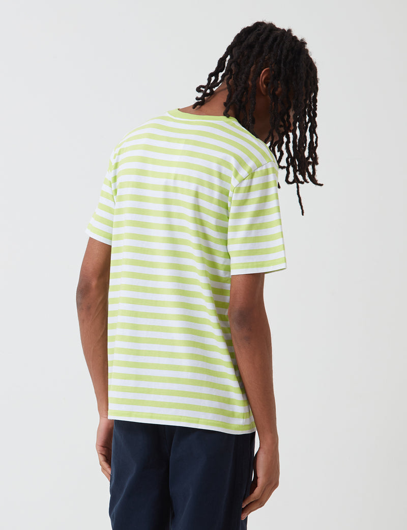 Carhartt-WIP Scotty Pocket T-Shirt (Stripe)-Lime Green/White