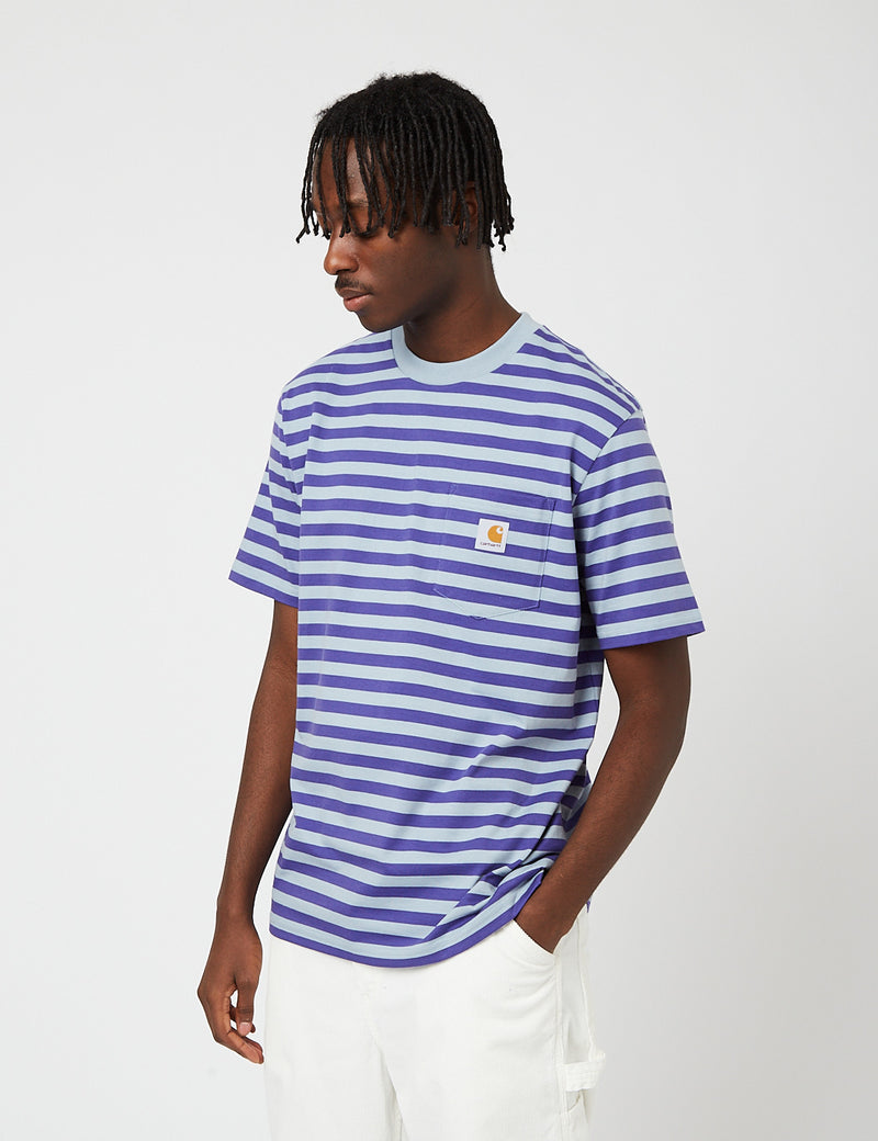Carhartt-WIP-WIPスコッティポケットTシャツ-ラズミック/フロストブルー