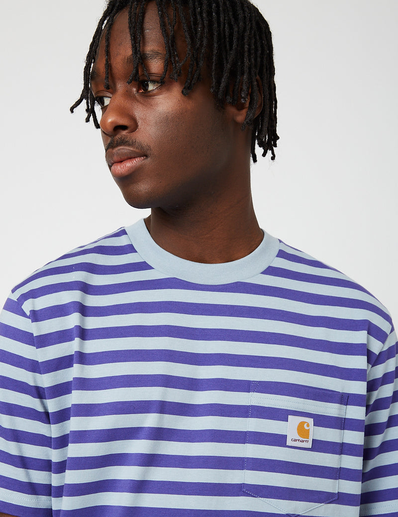 Carhartt-WIP-WIPスコッティポケットTシャツ-ラズミック/フロストブルー