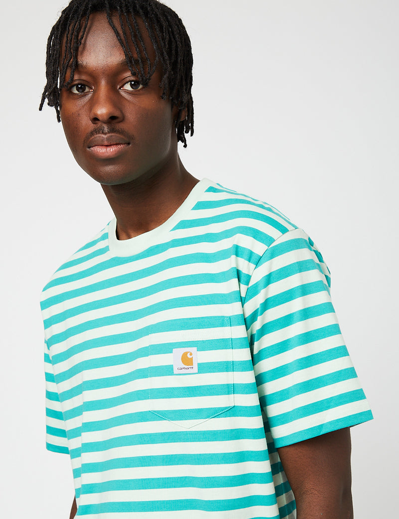 Carhartt-WIP Scotty Pocket T-Shirt - Caraïbes/Menthe Verte Pâle