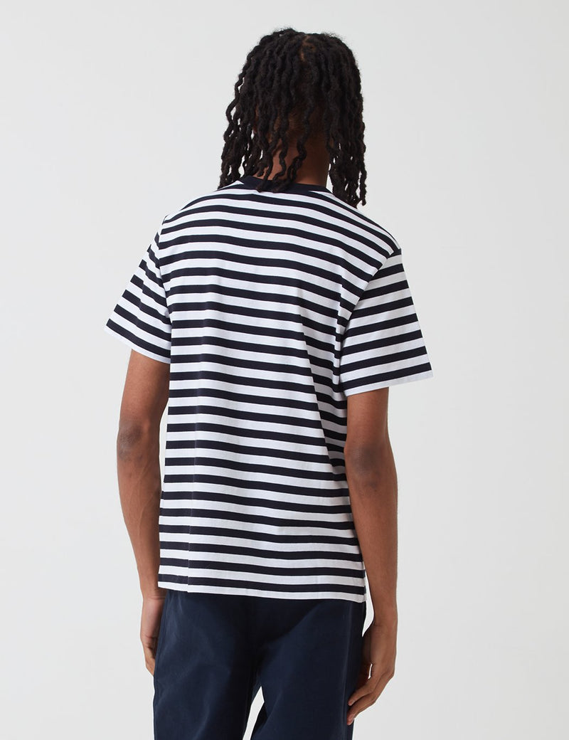 Carhartt-WIP Scotty Pocket T-Shirt (Stripe)-Dark Navy/White