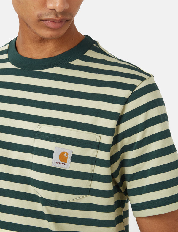 Carhartt-WIP Scotty Stripe Pocket T-Shirt (Regular) - Botanic Green/Agave Green