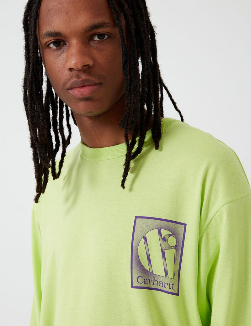 Carhartt-WIP Foundation Long Sleeve T-Shirt - Lime/Snape Purple