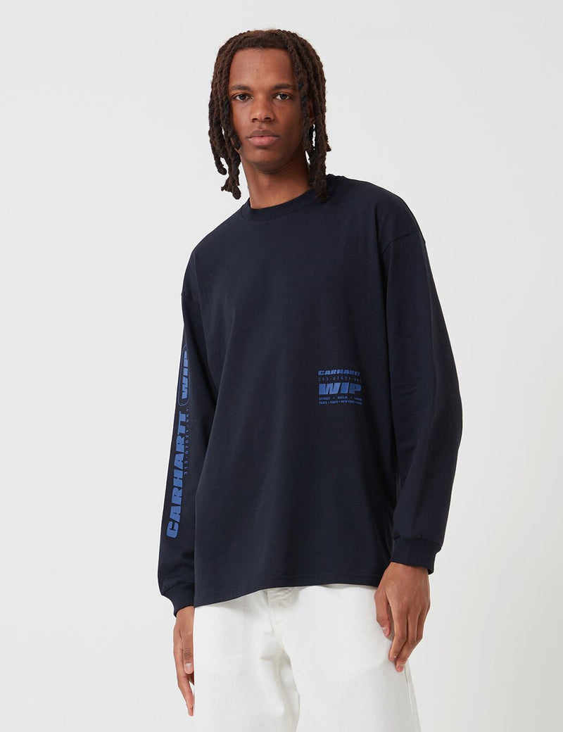 Carhartt-WIP Inter Long Sleeve T-Shirt - Dark Navy Blue