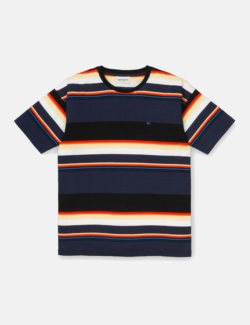 여성용 Carhartt-WIP Sunder Stripe T-Shirt-Blue