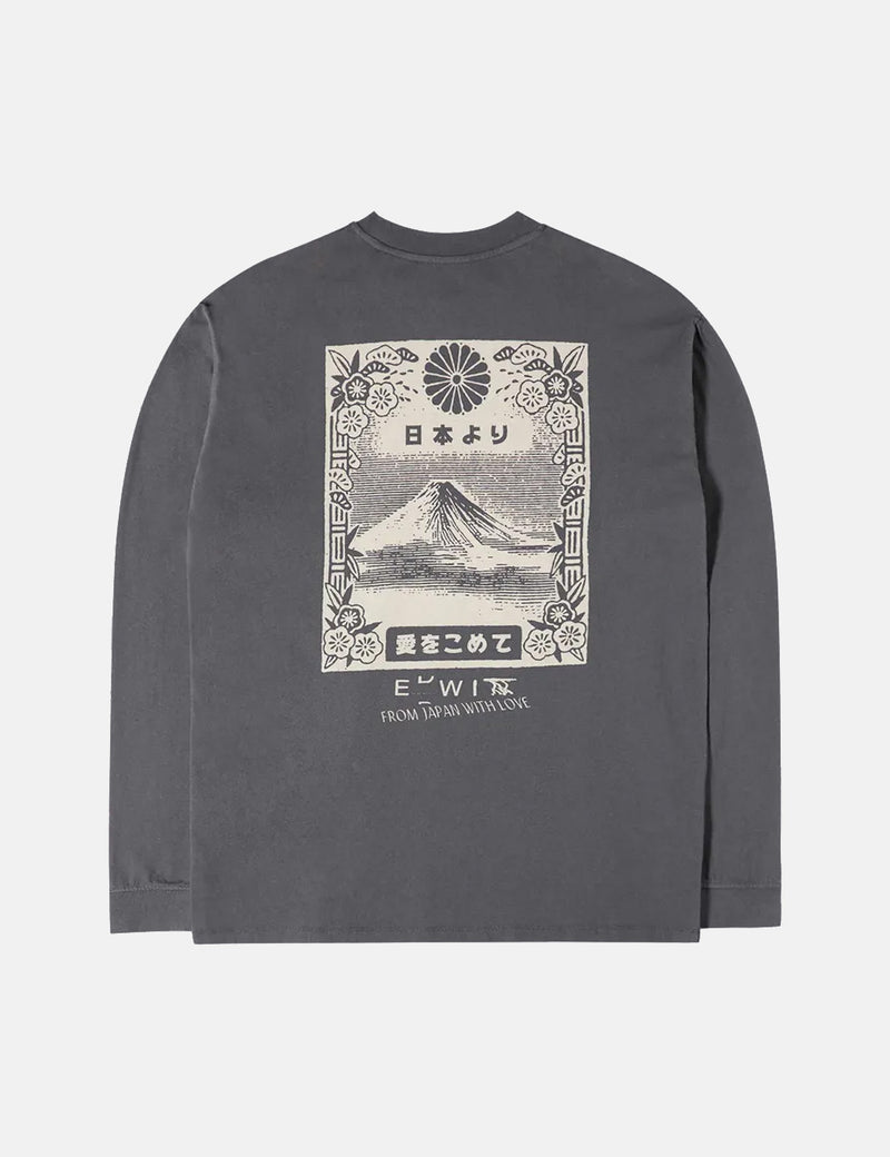 Edwin du mont. T-Shirt Fuji LS - Noir Ébène