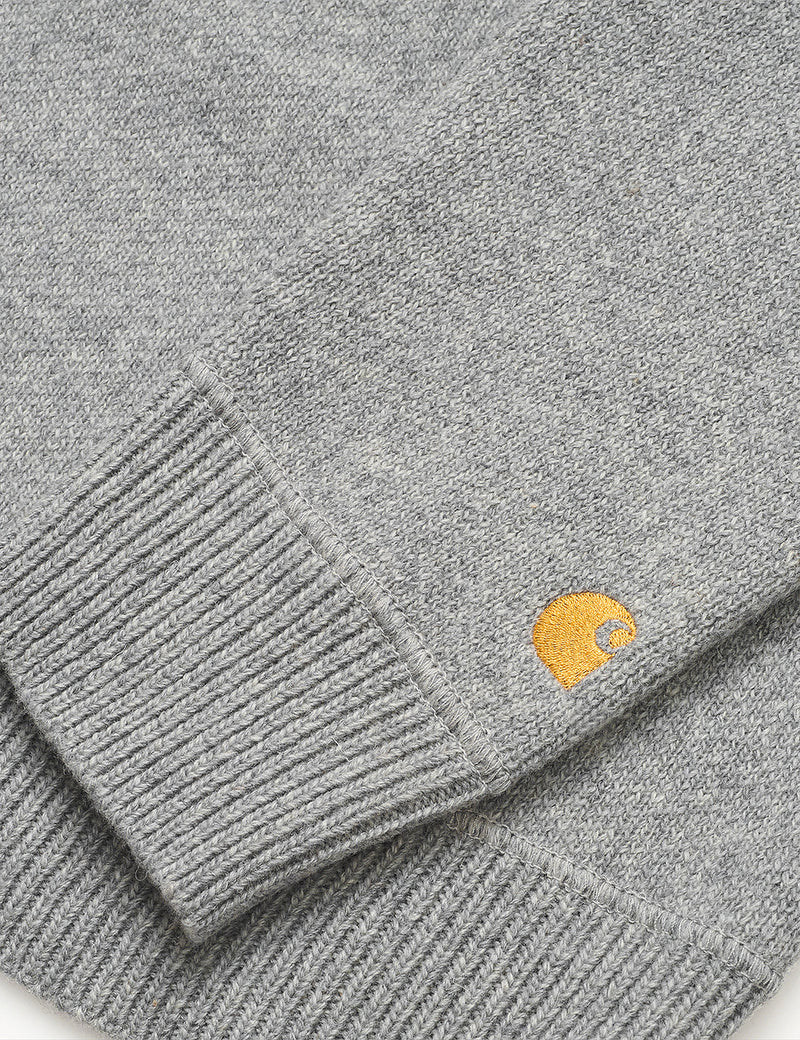 Carhartt-WIP Chase Sweater - Grey Heather/Gold
