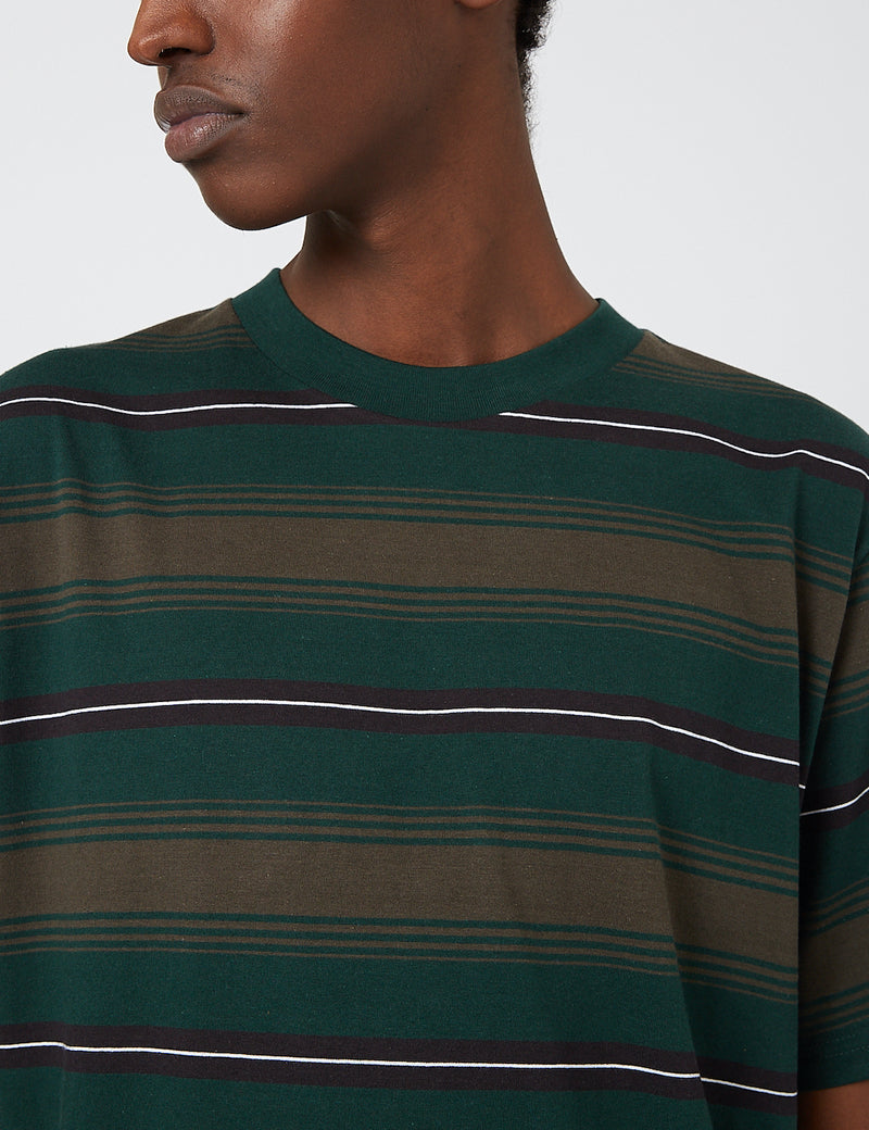 Carhartt-WIP Buren Stripe T-Shirt - Bottle Green