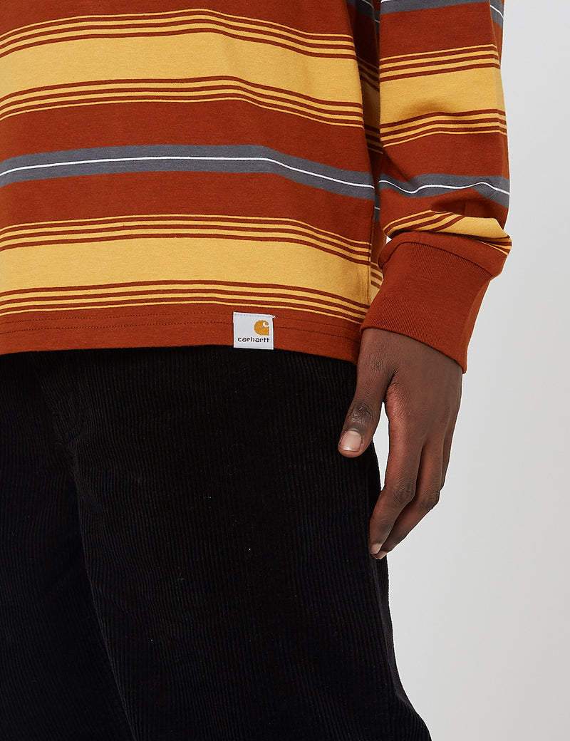 Carhartt-WIP Buren Stripe Long Sleeve T-Shirt - Brandy