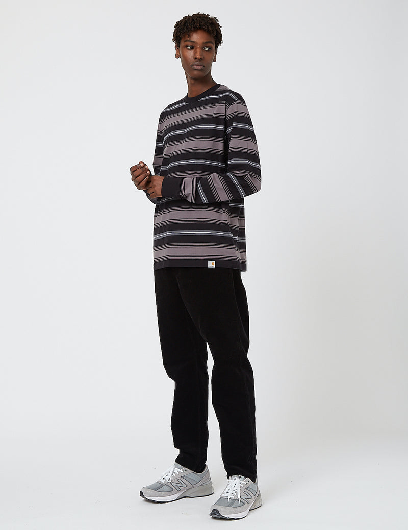 Carhartt-WIP Buren Stripe Long Sleeve T-Shirt - Black