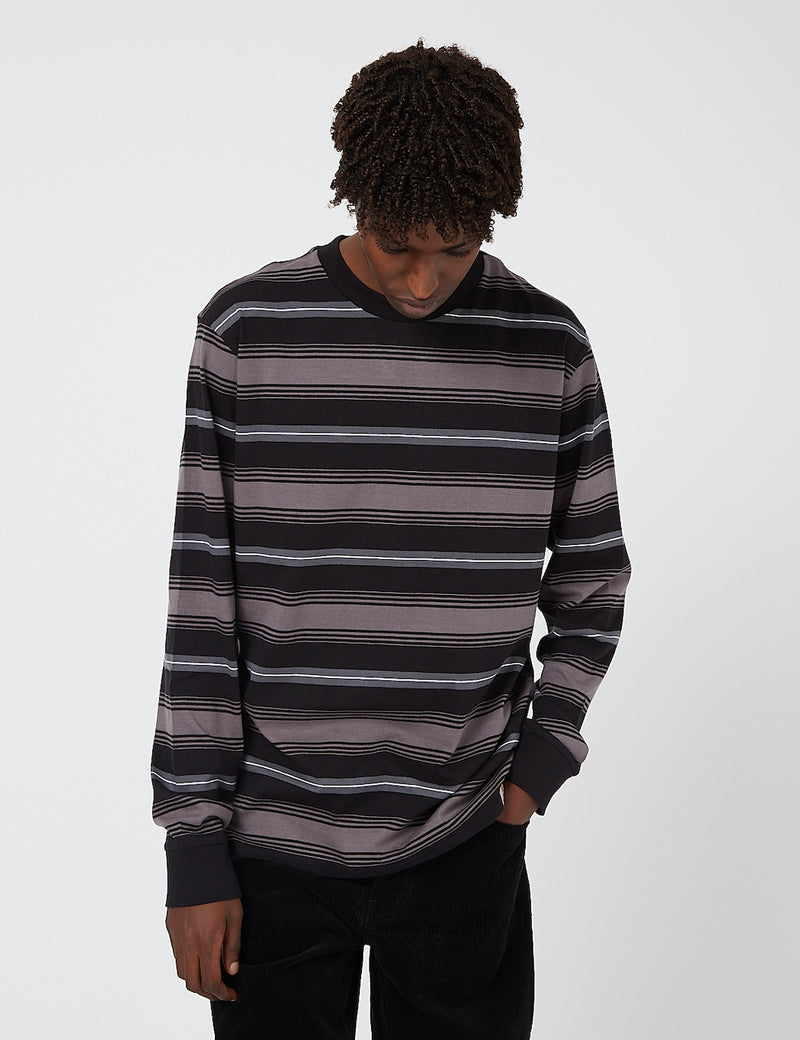 Carhartt-WIP Buren Stripe Long Sleeve T-Shirt - Black