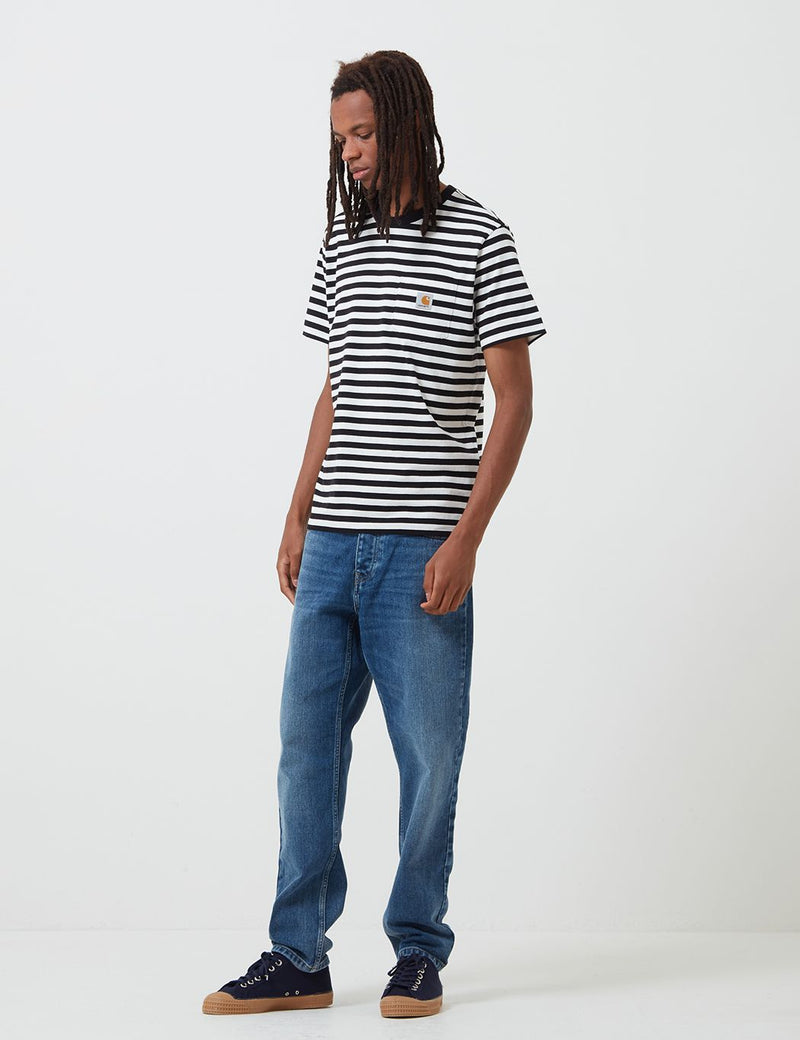 Carhartt-WIP Parker Pocket T-Shirt (Parker Stripe) - Black/Wax