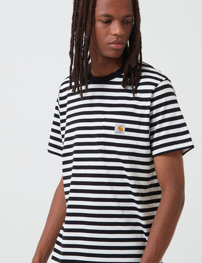 Carhartt-WIP Parker Pocket T-Shirt (Parker Stripe) - Black/Wax