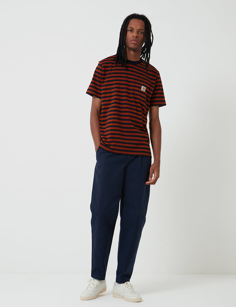 Carhartt-WIP Parker Taschen-T-Shirt (Parker Stripe) - Schwarz / Brandy