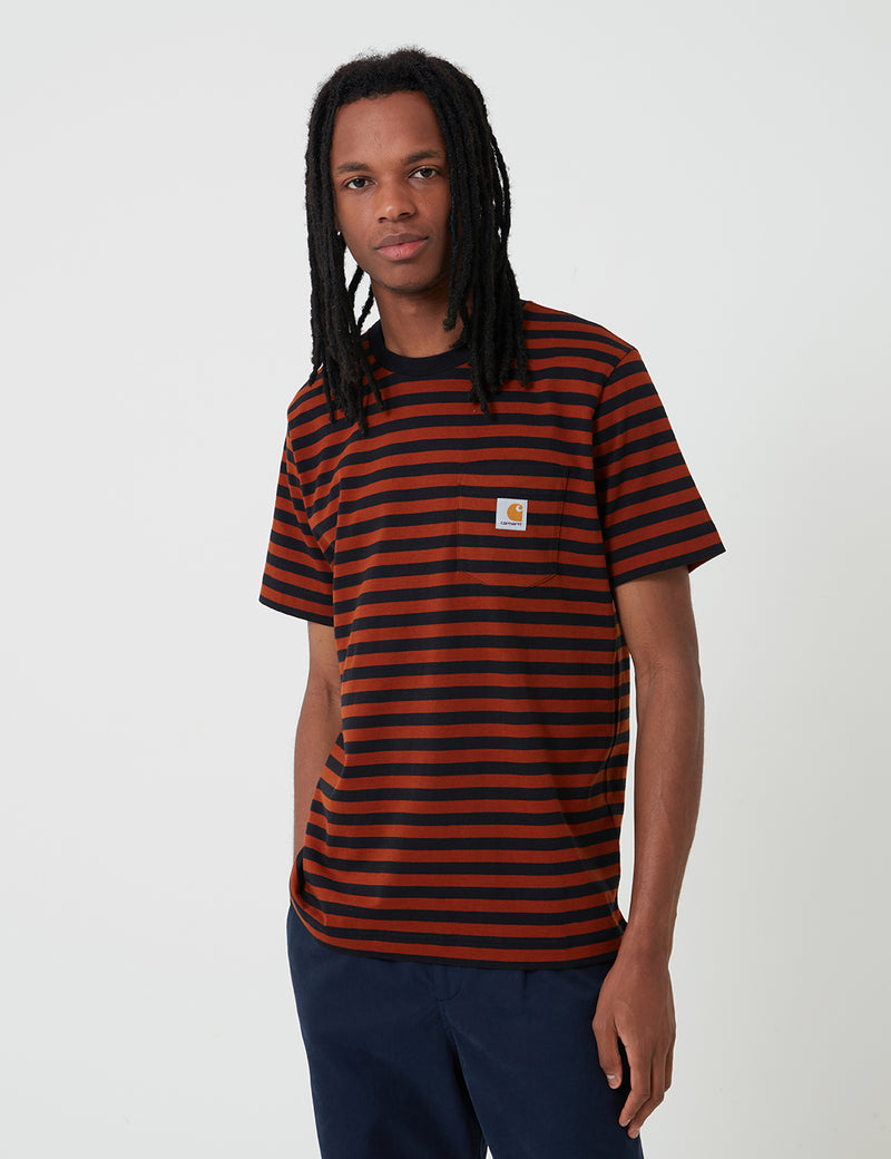T-Shirt à Poche Parker Carhartt-WIP (Parker Stripe) - Noir/Brandy