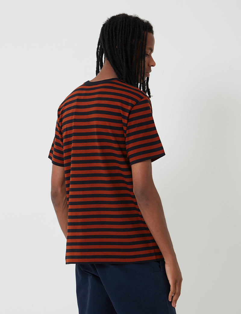 Carhartt-WIP Parker Pocket T-Shirt (Parker Stripe) - Black/Brandy