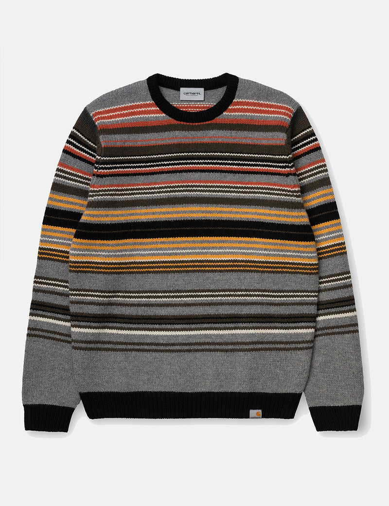 Carhartt-WIP Gordon Sweater (Stripe) - Dark Grey Heather
