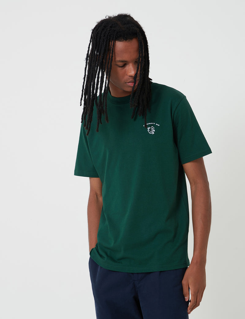 Carhartt-WIP Reverse Midas T-Shirt - Bottle Green/White