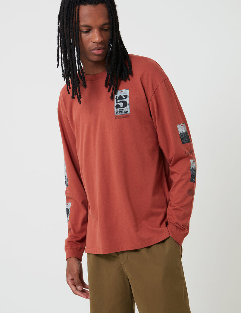 Edwin 5 Magical Herbs Long Sleeve T-Shirt - Auburn