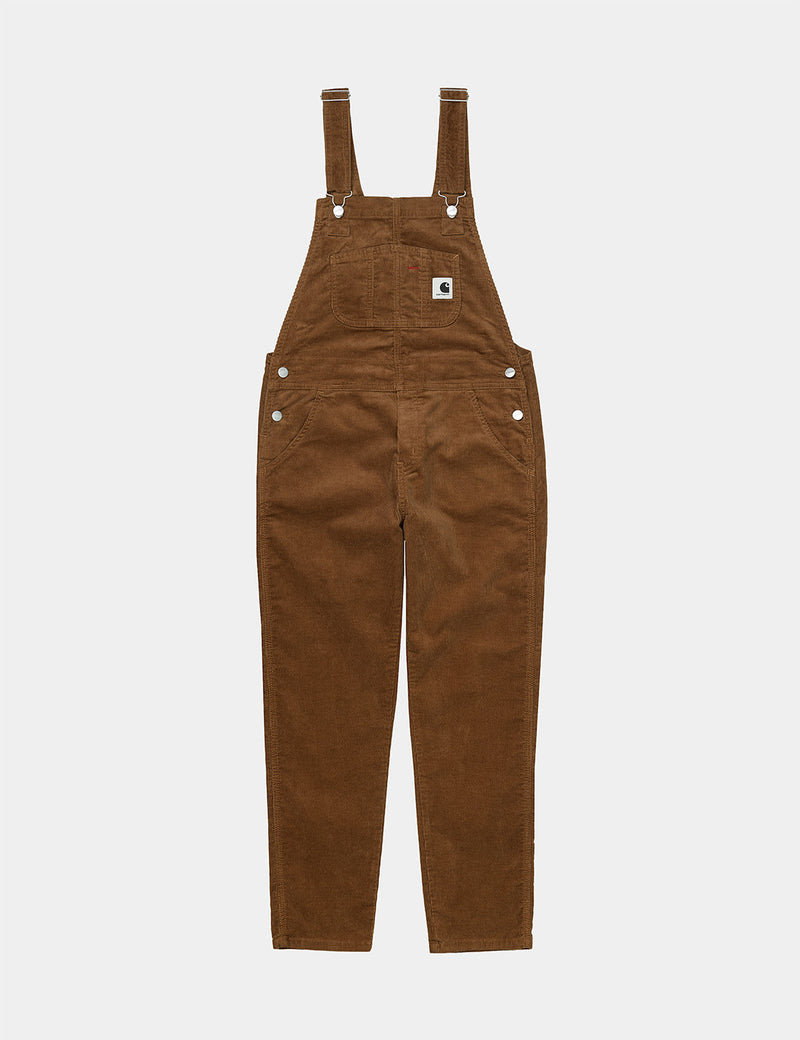 Womens Carhartt-WIP Bib Overall (Stretch Corduroy) - Hamilton Brown rinsed