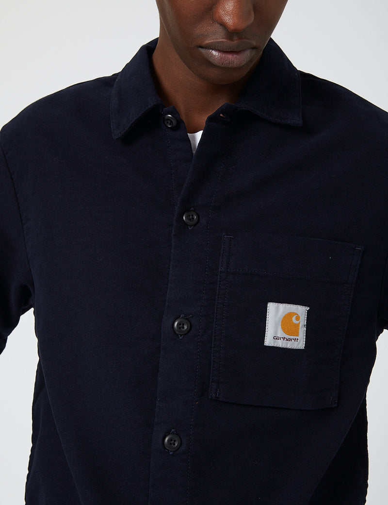 Carhartt-WIP Holston Shirt (Stretch Moleskin) - Dark Navy rinsed