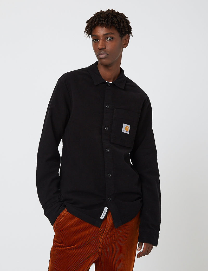 Carhartt-WIP Holston Shirt (Stretch Moleskin) - Black rinsed