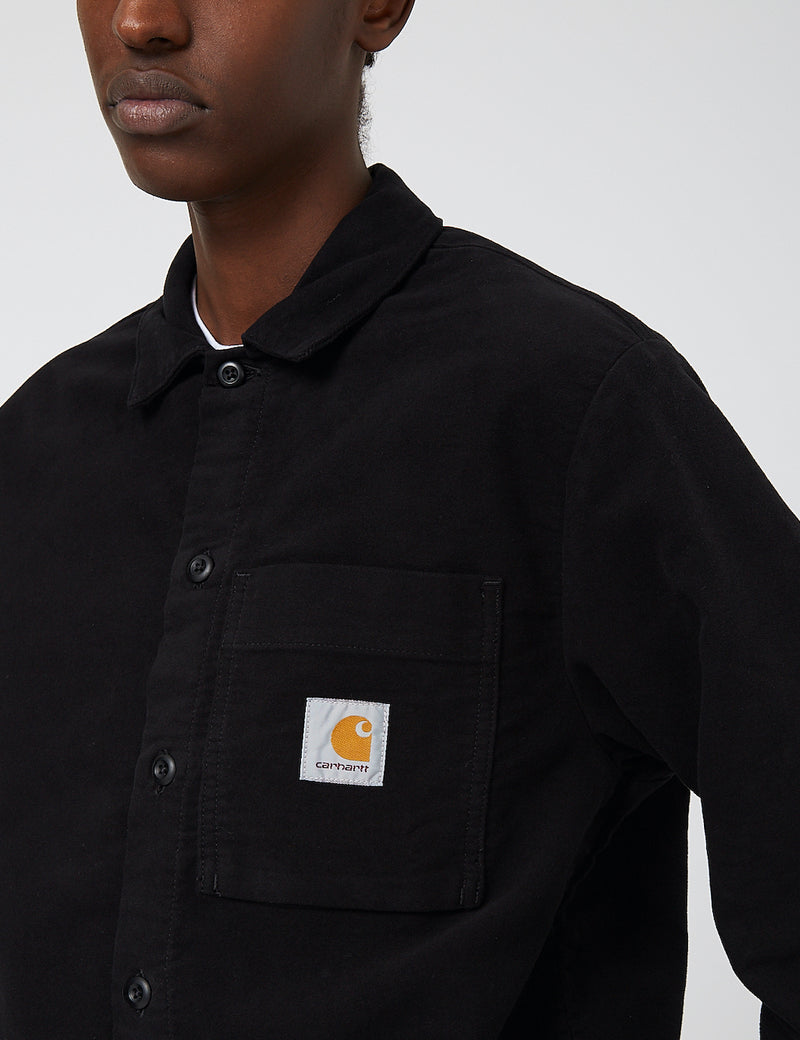 Carhartt-WIP Holston Hemd (Stretch Moleskin) - Schwarz gespült