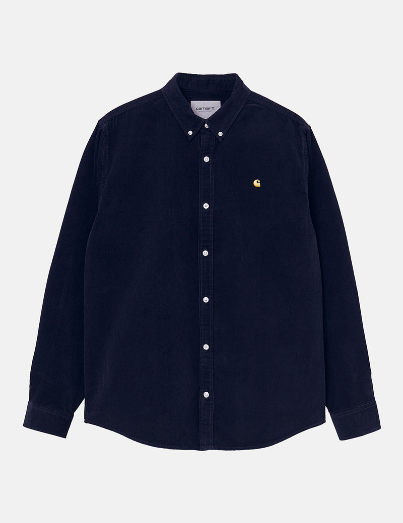 Carhartt-WIP Madison Cord Shirt (6.5 oz) - Dark Navy/Limoncello