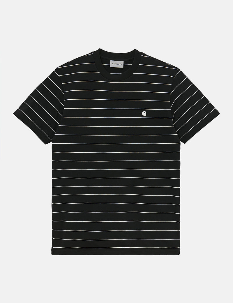 Carhartt-WIP Denton T-Shirt (Denton Streifen) - Schwarz/Wachs