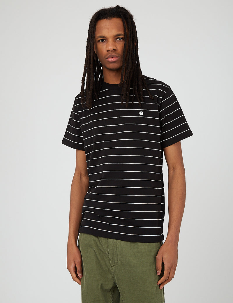 Carhartt-WIP Denton T-Shirt (Denton Stripe) - Black/Wax