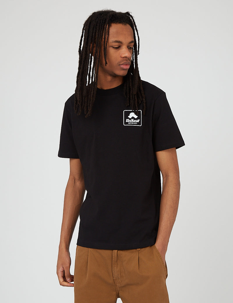 Carhartt-WIPピースステートTシャツ（オーガニックコットン）-ブラック/ホワイト