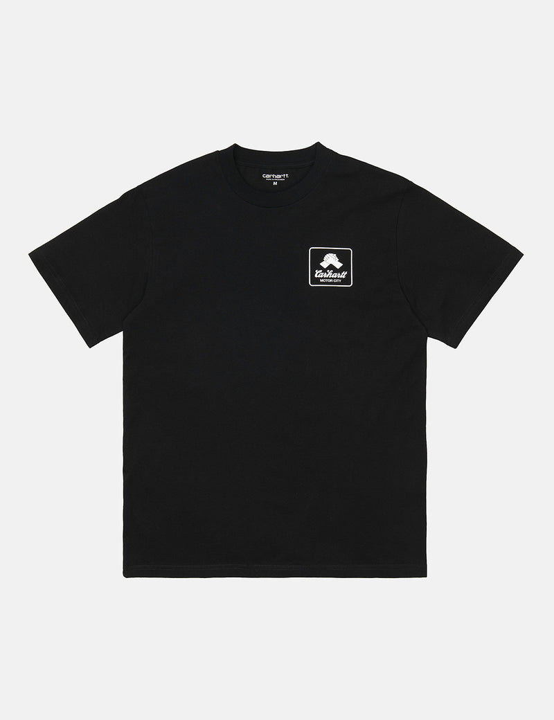 Carhartt-WIP 피스 스테이트 티셔츠 (오가닉 코튼)-블랙/화이트