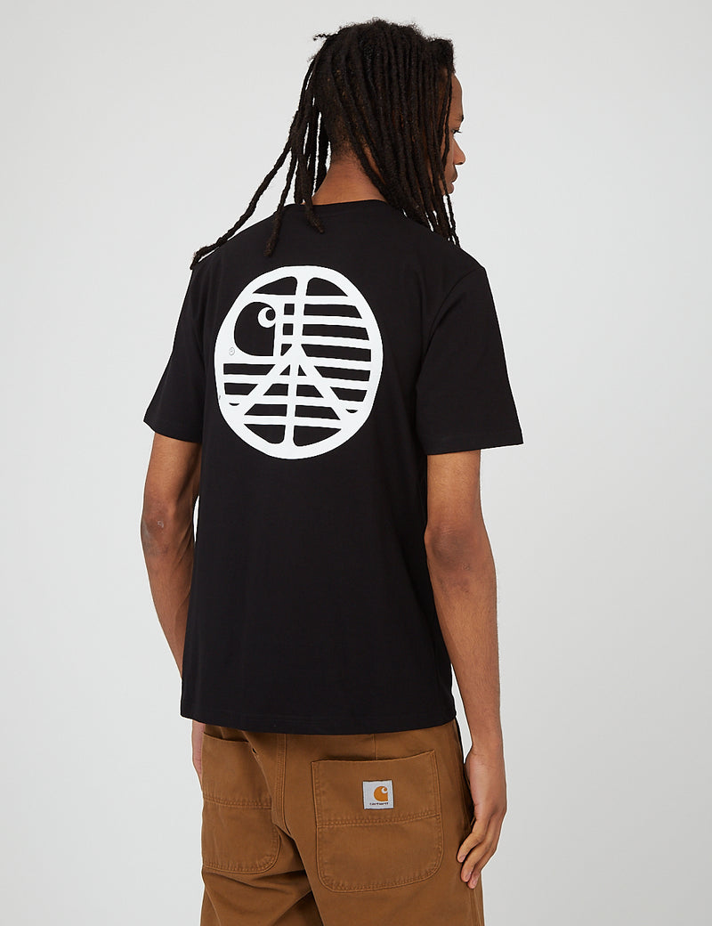 Carhartt-WIP 피스 스테이트 티셔츠 (오가닉 코튼)-블랙/화이트