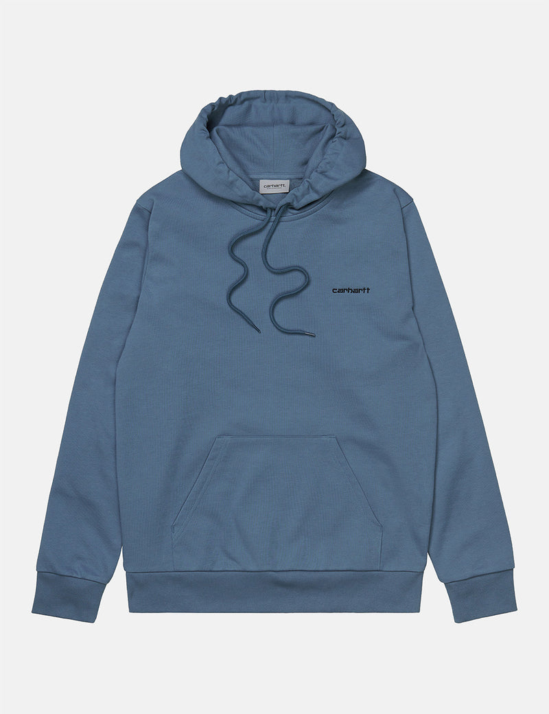 Carhartt-WIP Script Embroidery Hooded Sweatshirt - Icesheet Blue/Black