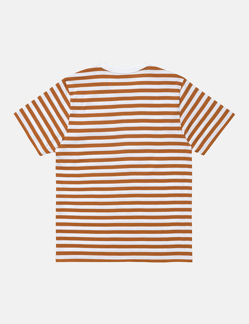 T-Shirt à Poche Carhartt-WIP Scotty (Rayure) - Rhum/Blanc