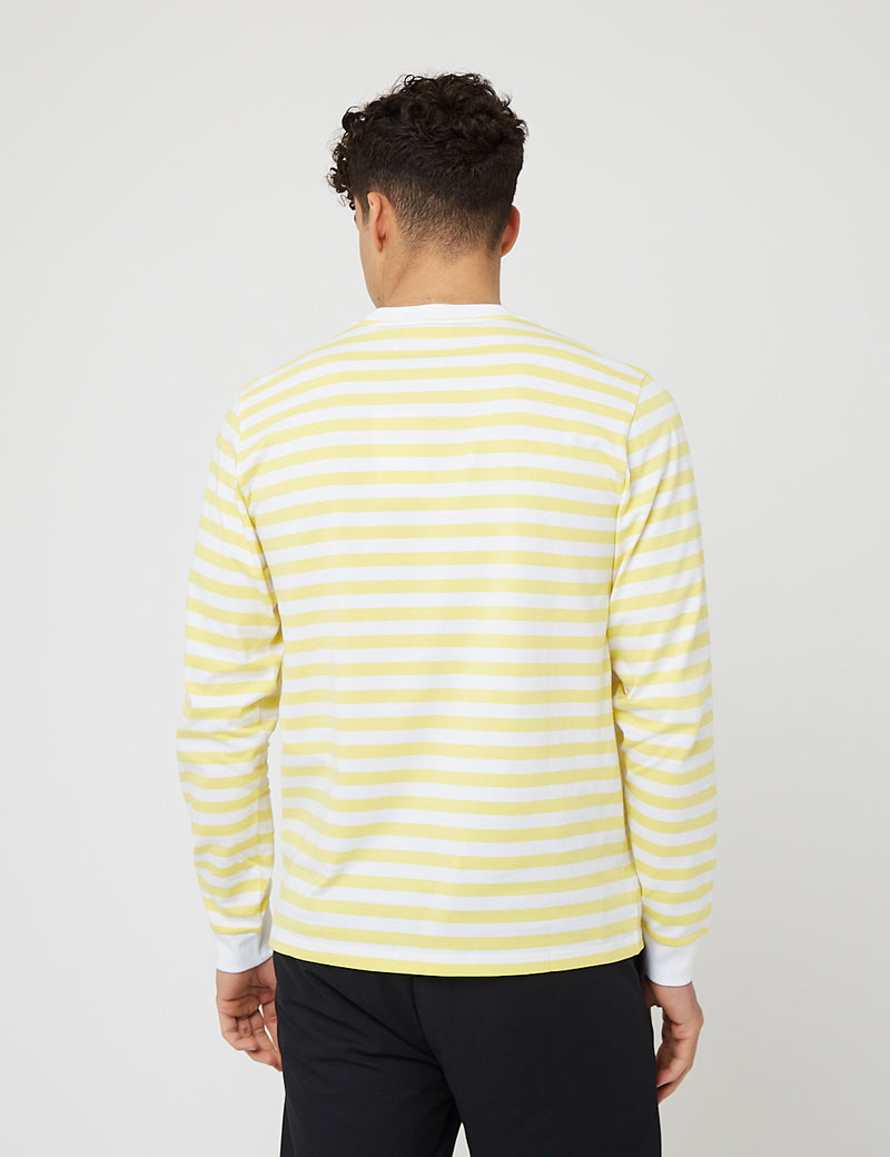 Carhartt-WIP Scotty Pocket Long Sleeve T-Shirt (Stripe) - Limoncello/White