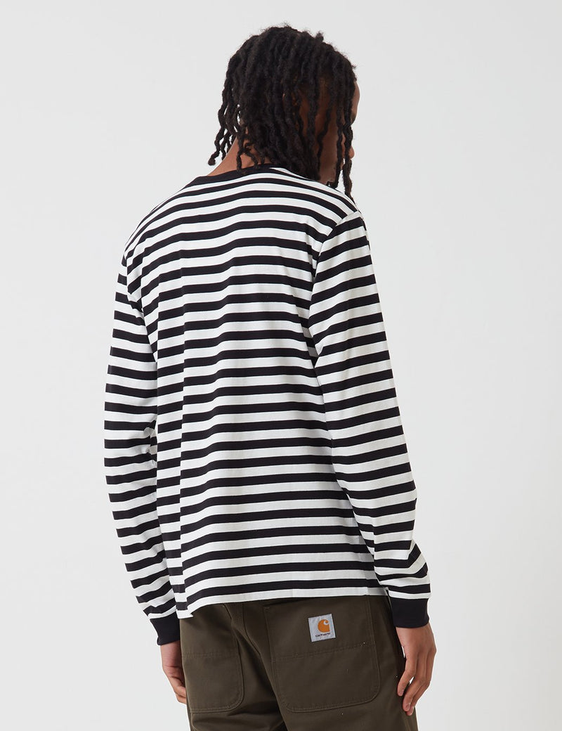 T-Shirt à Manche Longue Carhartt-WIP Scotty Pocket (Stripe) - Black/White