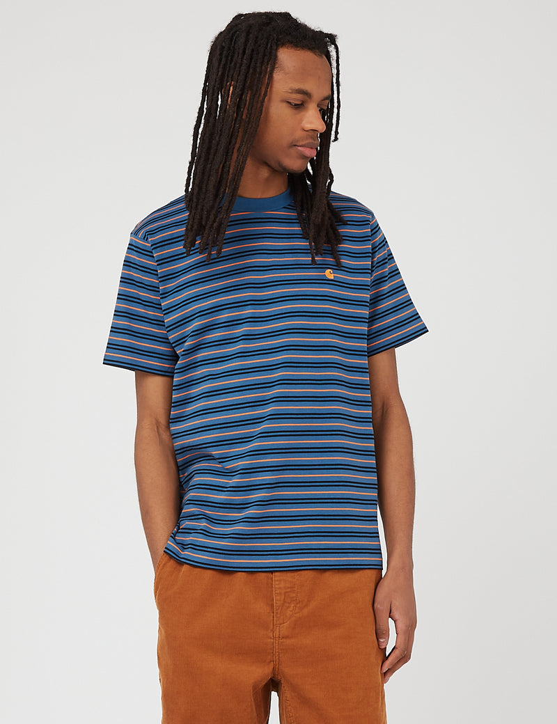 Carhartt-WIP Akron Stripe T-Shirt - Shore Blue