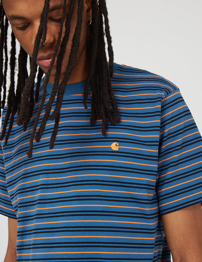 Carhartt-WIP Akron Stripe T-Shirt - Shore Blue
