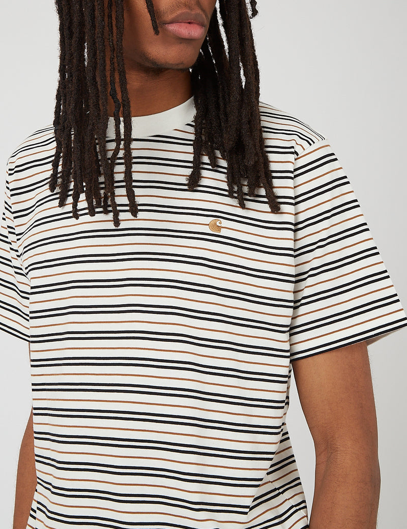 Carhartt-WIP Akron Stripe T-Shirt - Wax White