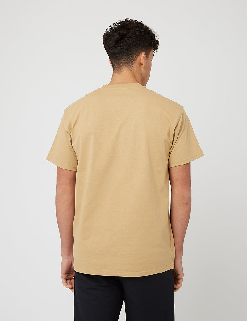 Carhartt-WIP American Script T-Shirt (Organic Cotton)-더스티 해밀턴 브라운