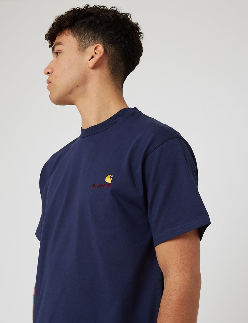 Carhartt-WIP 아메리칸 스크립트 티셔츠 (오가닉 코튼)-스페이스 블루