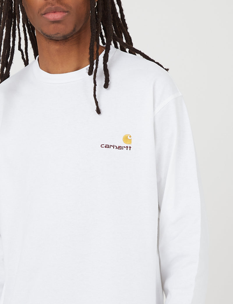 Carhartt-WIP 아메리칸 스크립트 롱 슬리브 티셔츠 (오가닉 코튼)-화이트