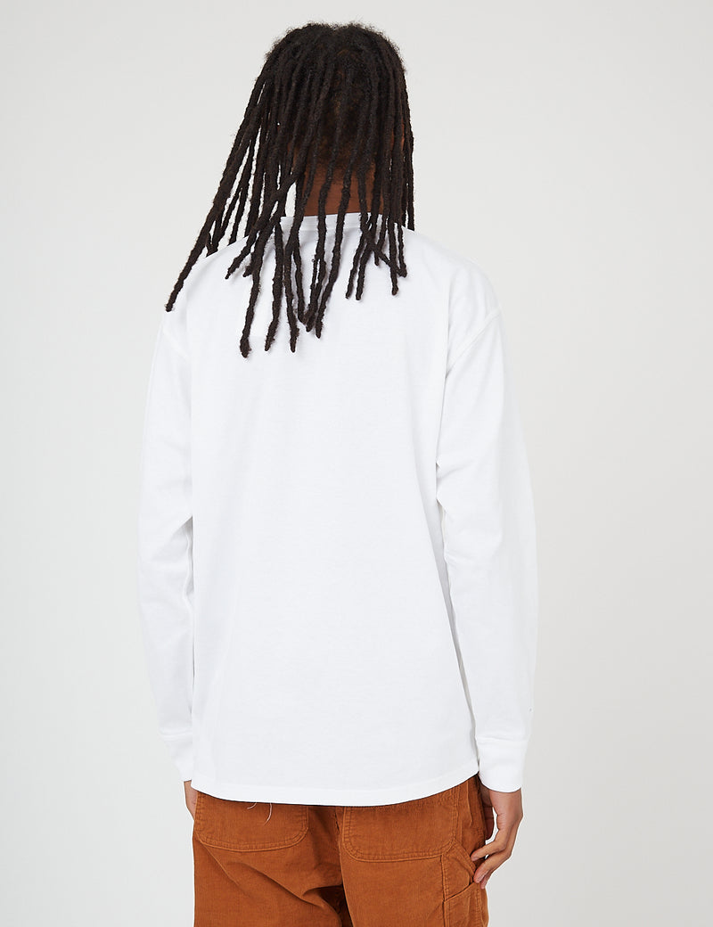 T-Shirt à Manche Longue Carhartt-WIP American Script (Coton Bio) - Blanc